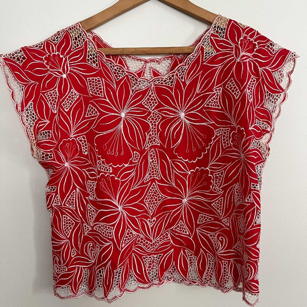 Vintage Red Lace Shirt